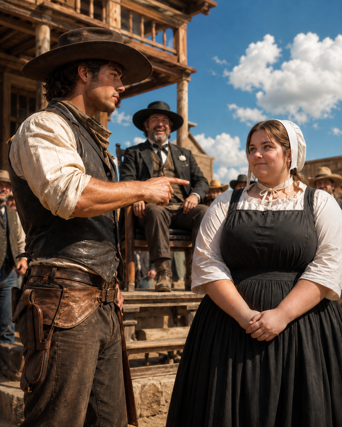 The judge laughed, “Pick any woman for free” — The rancher stepped forward and said, “I’ll take the Amish girl”