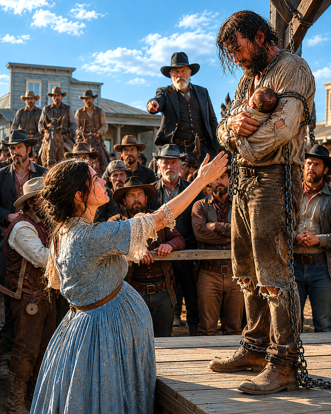 They Auctioned a Shackled Mountain Man With a Newborn in His Arms—A Pregnant Widow Spent Her Last $12 and Took Him Home