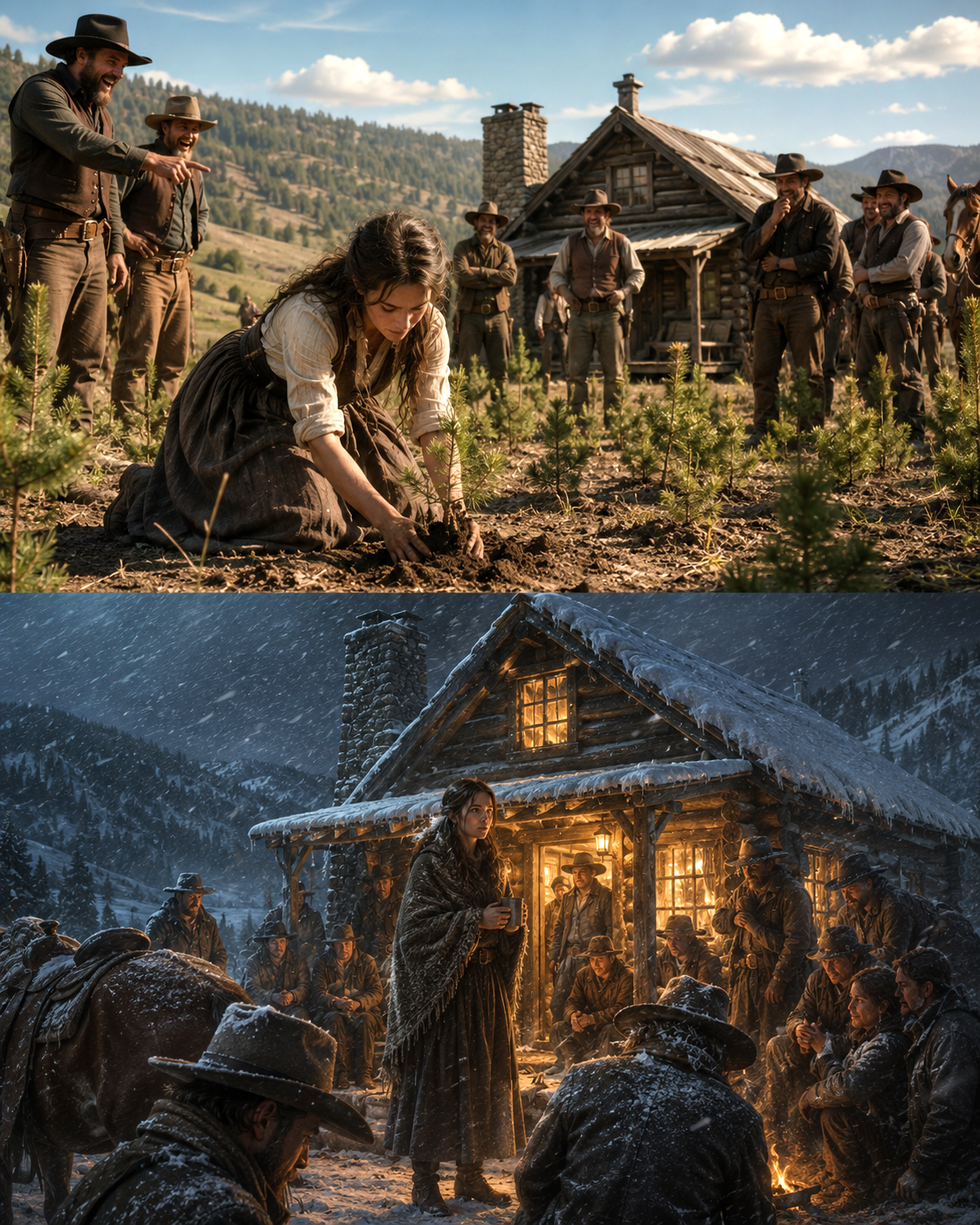 Everyone Laughed When She Planted Saplings Around Her Cabin—Then the Blizzard Made It the Only Warm Place Left in the Valley
