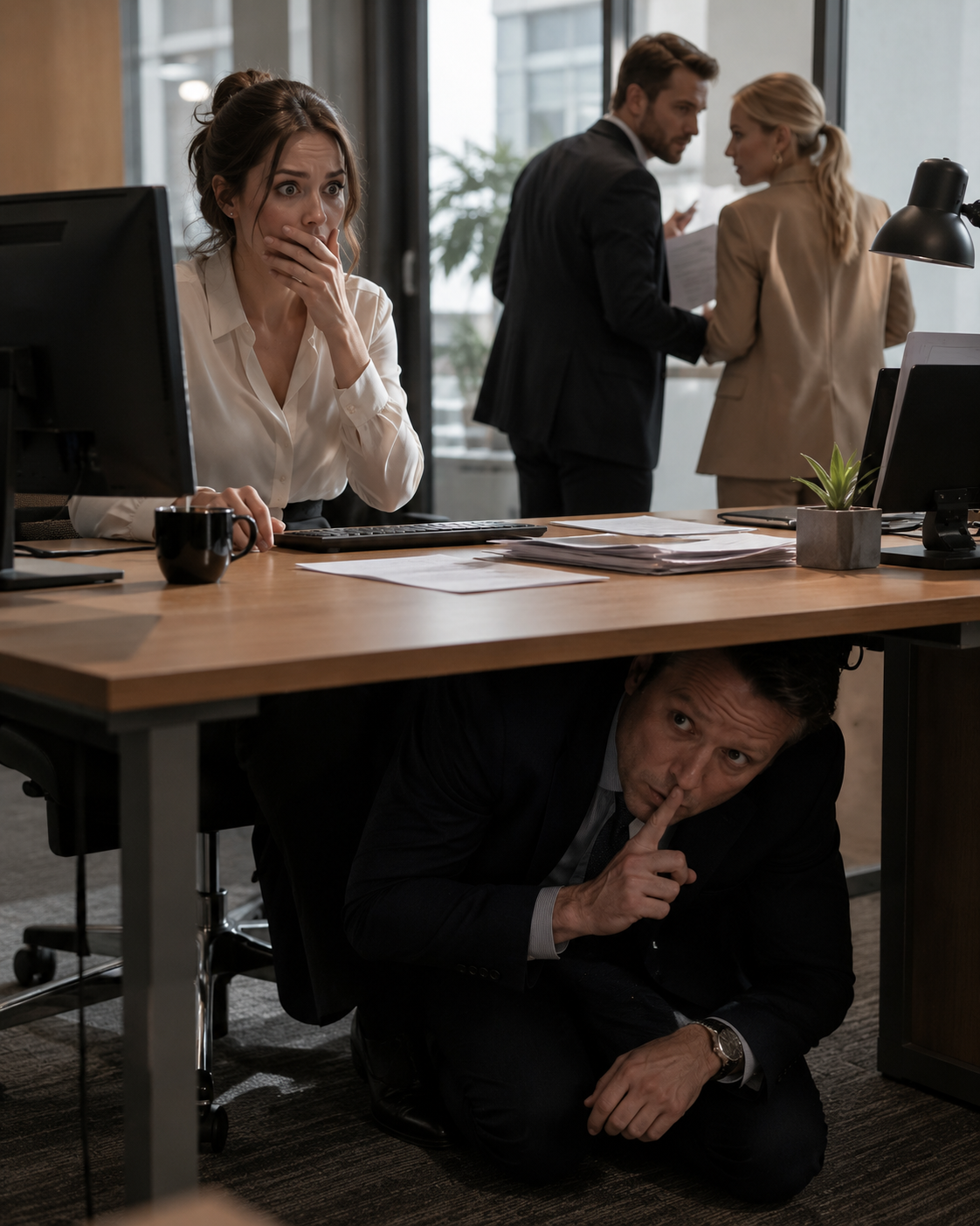 The Day My Boss Crawled Under My Desk to Hide — Then a Single Mistake Uncovered a Half-Million-Dollar Scam