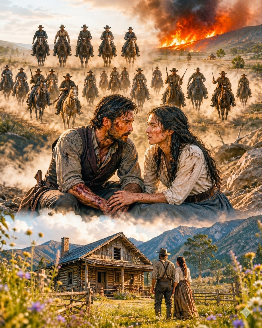 He Went to the Mountain to Forget the World. The World Sent Five Riders, Then Twenty, Then Fire — and the Woman Who Survived All of It With Him Built a Home on the Same Ground Where They Nearly Died.