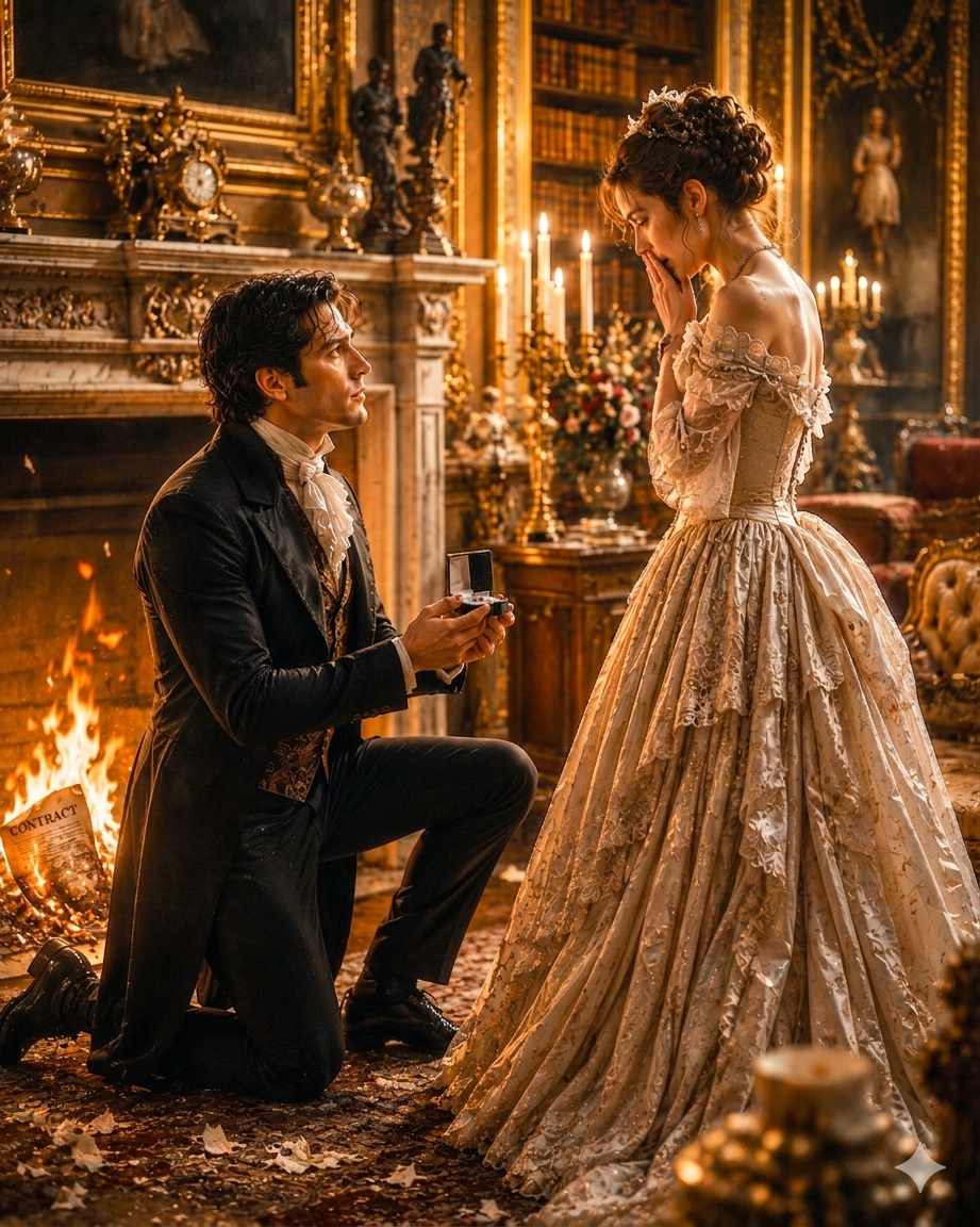 He Burned the Marriage Contract in the Fireplace to Prove He Chose Her Over His Fortune—Then He Got on His Knees