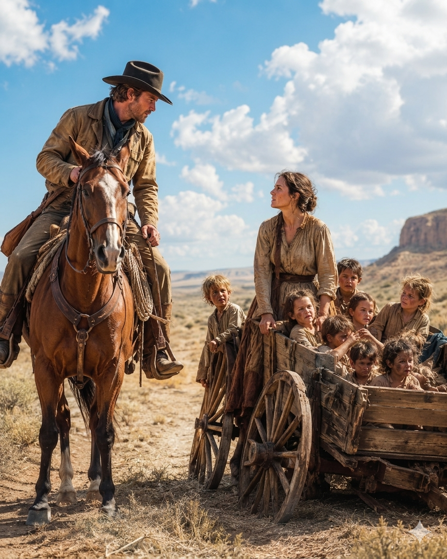 She Was Dragging a Broken Wagon With Seven Children—He Stopped His Horse and Said He Couldn’t Save His Own