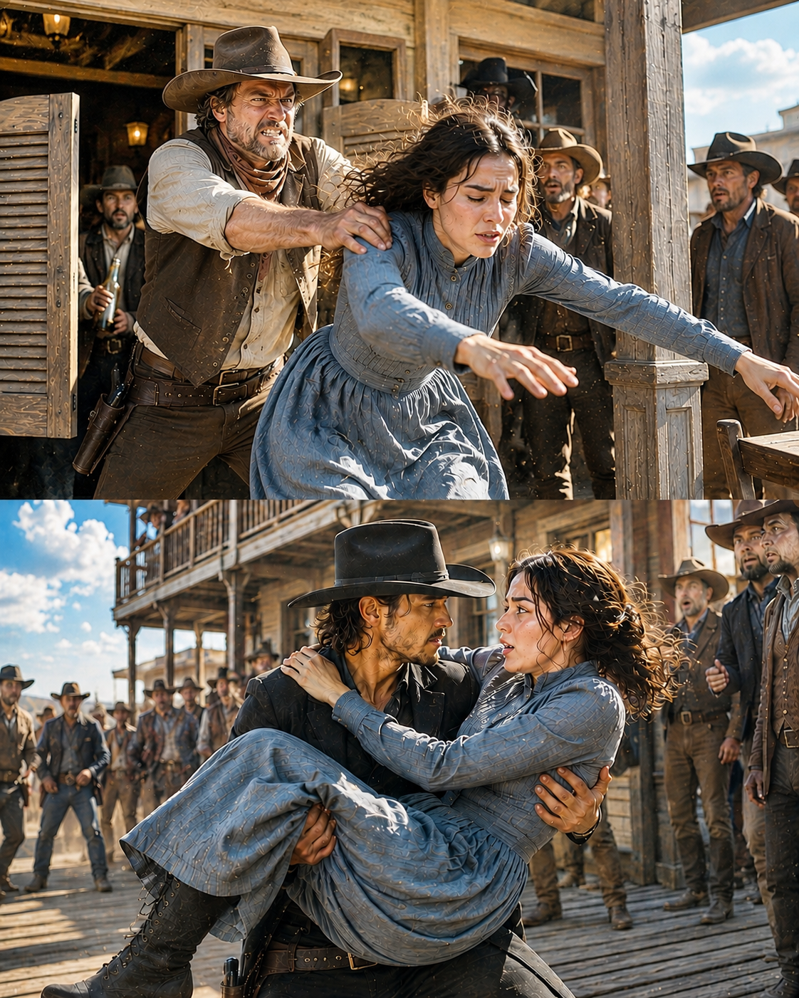 She Flew Through the Saloon Doors and Hit the Night Air—But the Stranger on the Boardwalk Below Caught Her Before She Reached the Ground