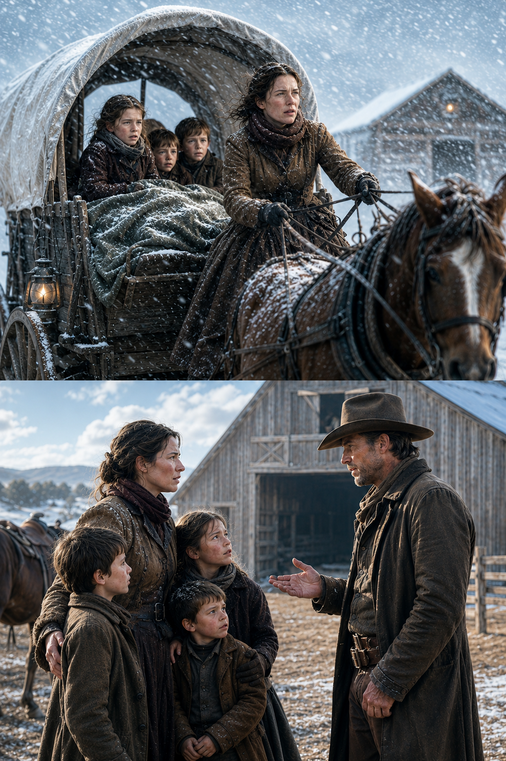 She Drove a Wagon Through the Blizzard With Three Children and Said “We Can Sleep in the Barn”—But He Said “A Barn Is No Place for Children”