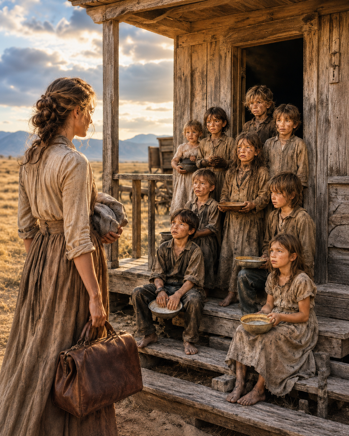 The Territory Sent Her for One Child—But Nine Were Waiting on the Porch With Empty Plates and the Kind of Stillness That Comes From Hunger