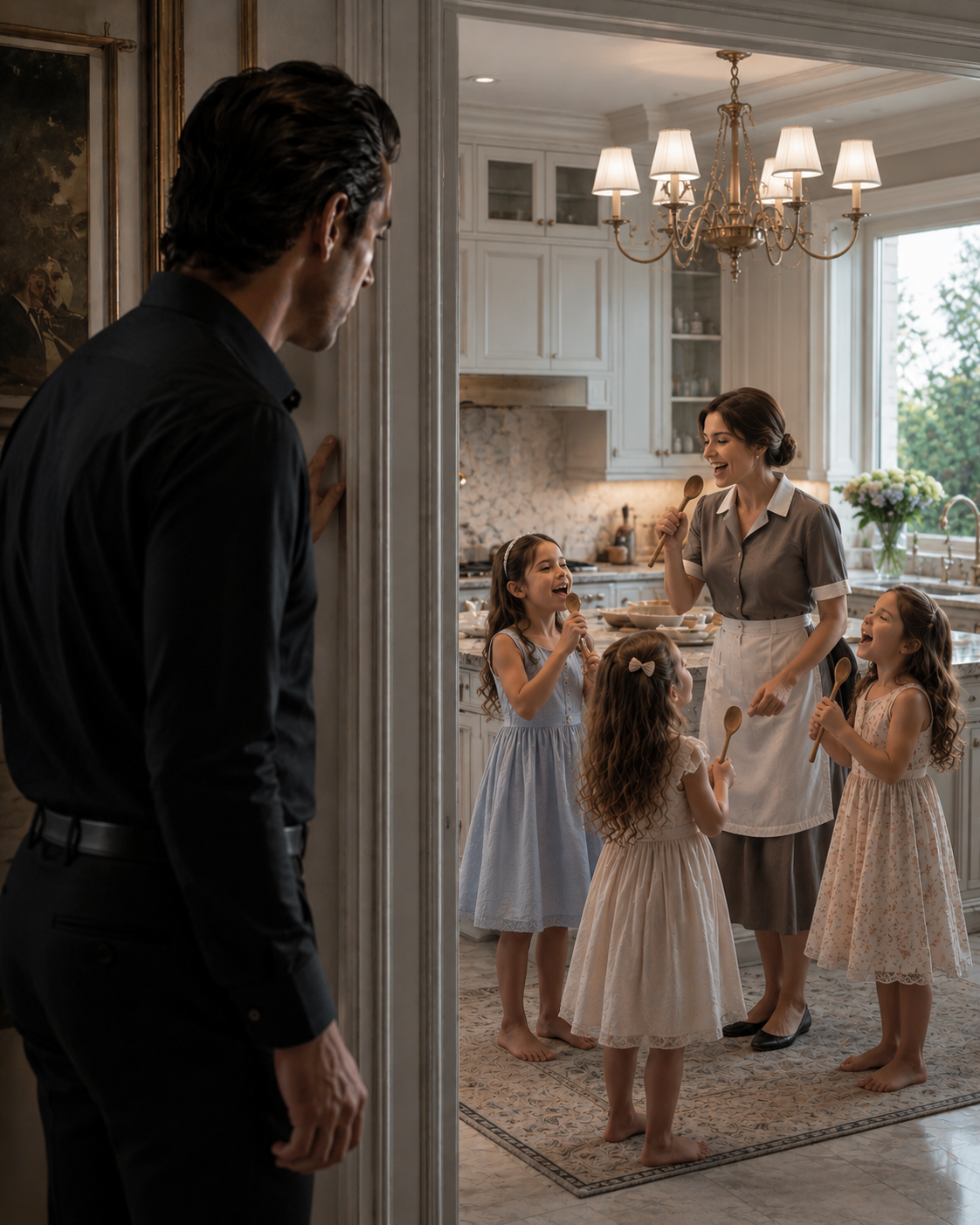 The Mafia Boss Came Home Early — And Heard The Three Daughters Who Hadn’t Spoken In 14 Months Singing In His Kitchen With Their Housekeeper