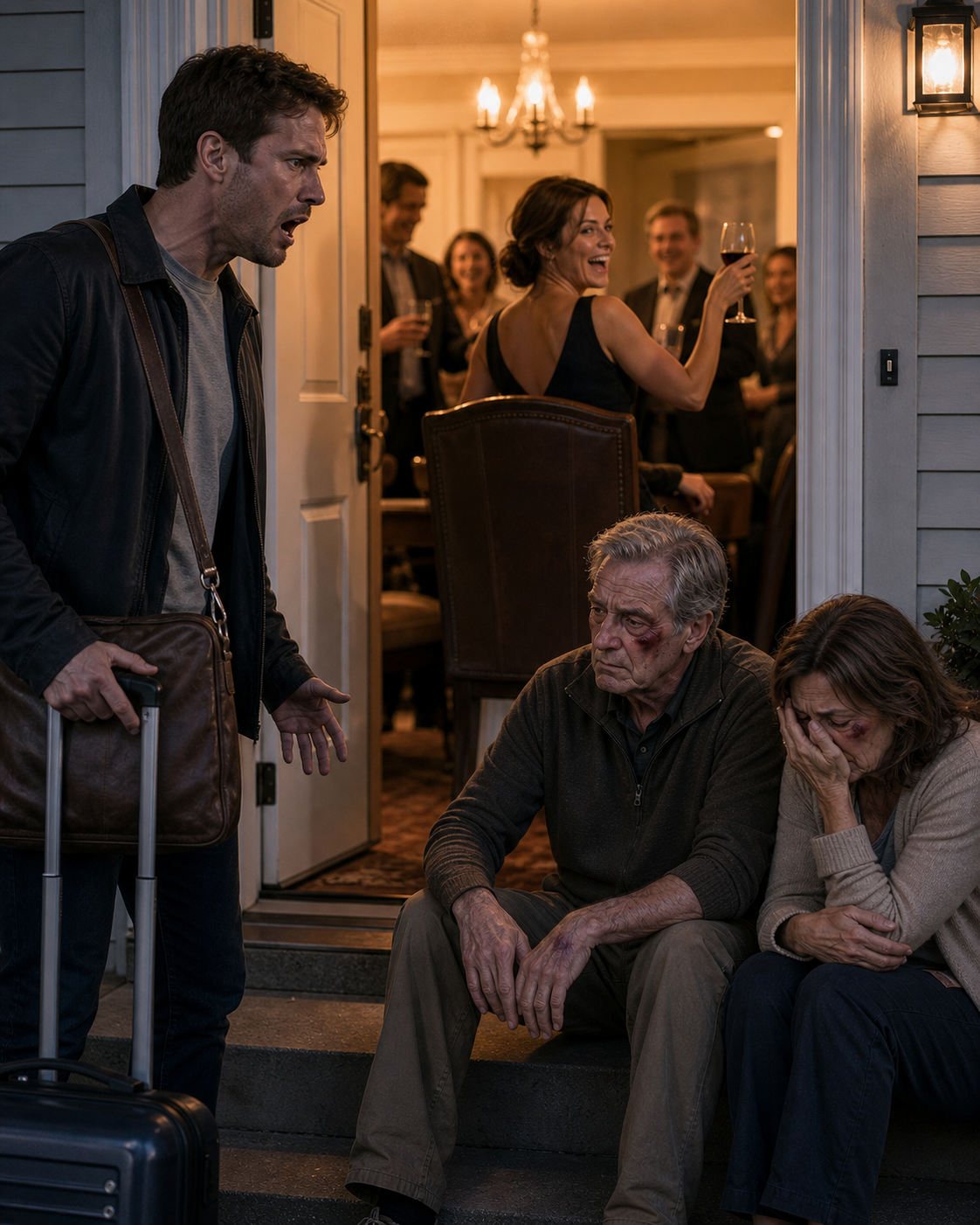 I Flew Home Early To Surprise My Family — Only To Find My Parents Sat Bruised Outside While My Wife Was Inside Toasting “New Beginnings” In My Chair
