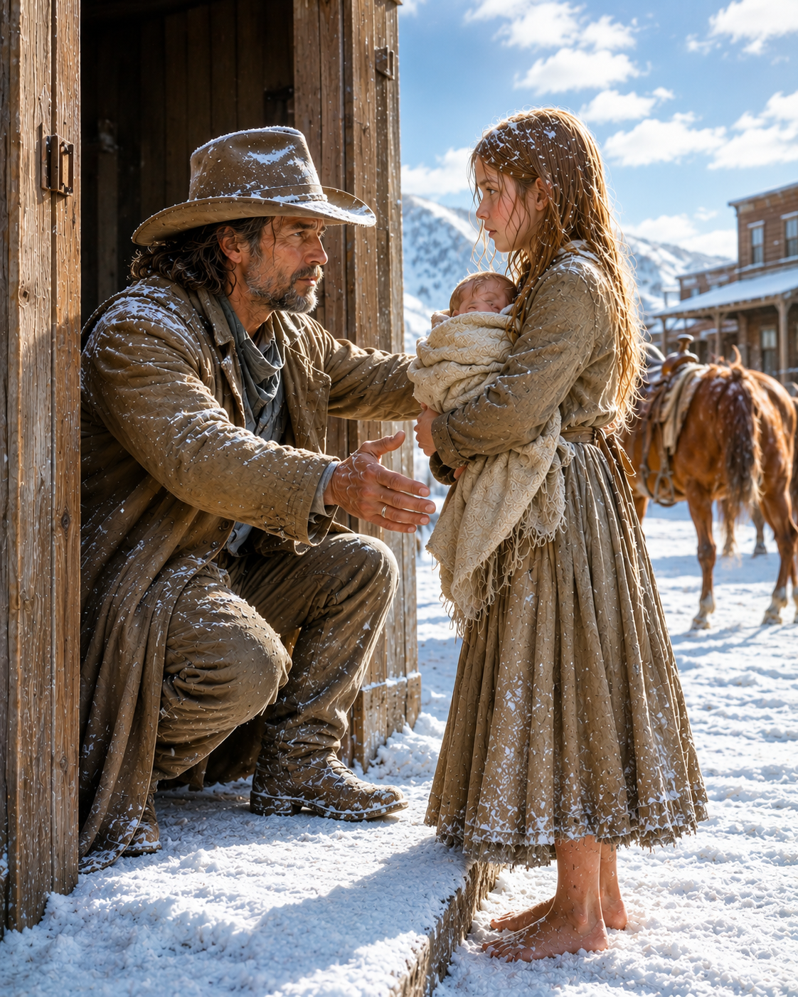 This Is the Fourteenth Door an 6 years old girl Knocked On Barefoot in the Snow—But It Was the Only One That Opened