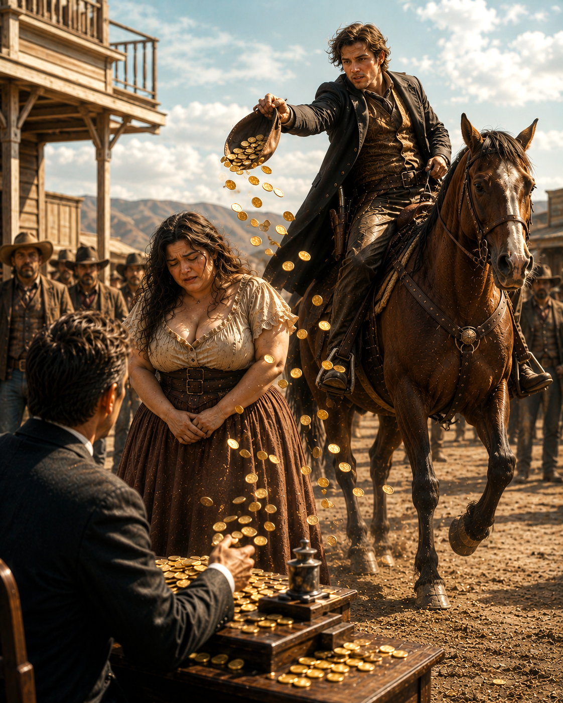 The Banker Read the Foreclosure Paper Aloud—Then a Stranger on a Dusty Horse Threw Gold at His Feet
