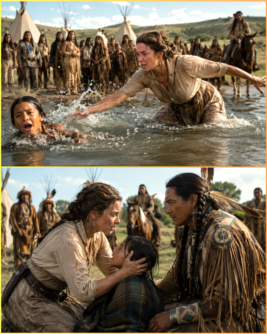A Lakota Child Was Drowning While the Crowd Watched—The Widow Who Dove In Didn’t Know the Secret That Would Tie Her Fate to a Chief