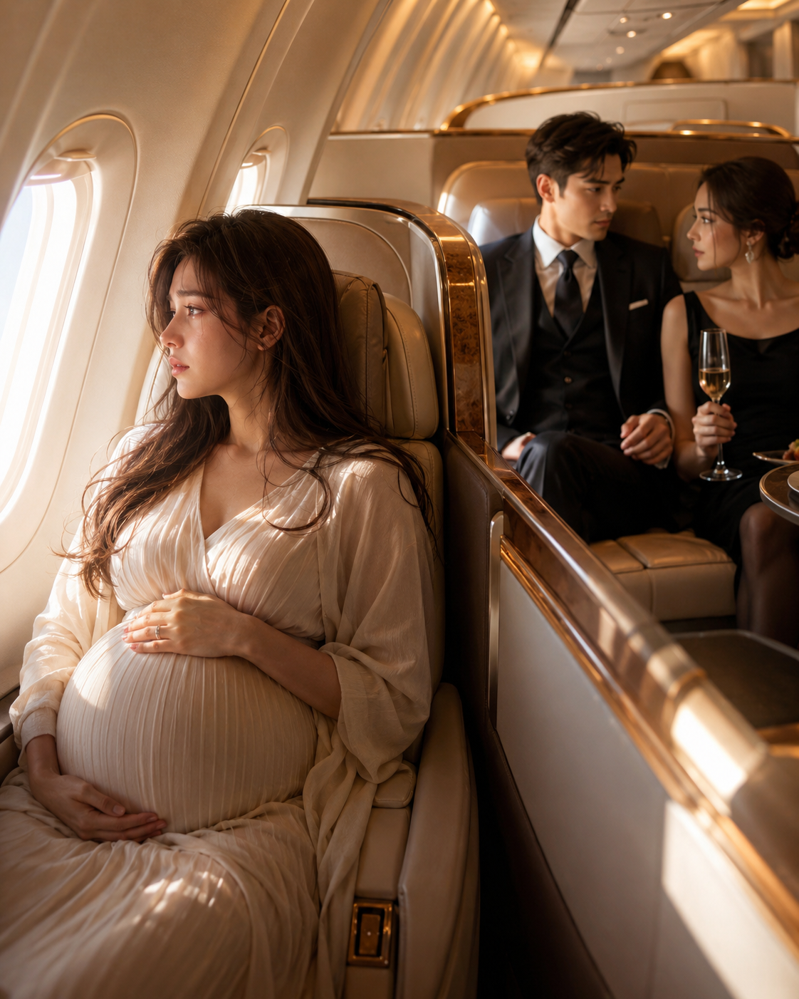Eight months pregnant, abandoned, and flying alone — Then her ex-husband appeared first class beside a stranger