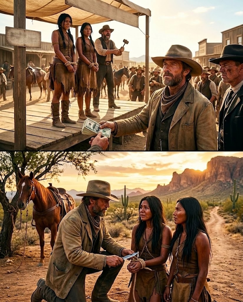 He Paid $500 at a Slave Auction for Two Apache Women—He Drove Them Home, Cut Their Ropes, and Said They Were Free to Go
