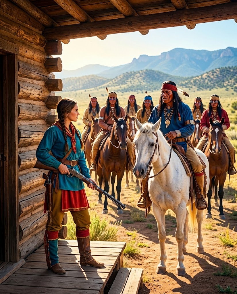 Seven Apache Warriors Rode Onto Her Land—Their Chief Said He’d Come to Marry Her, and He Refused to Leave