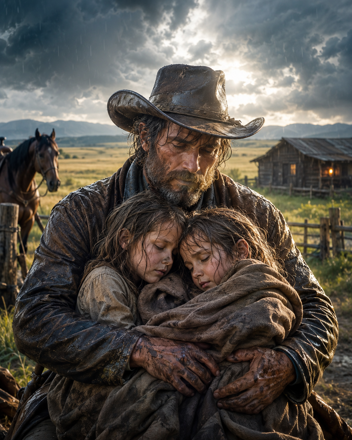 A Grieving Rancher Rescued Two Little Girls During a Storm… What Happened Next Changed His Life Forever