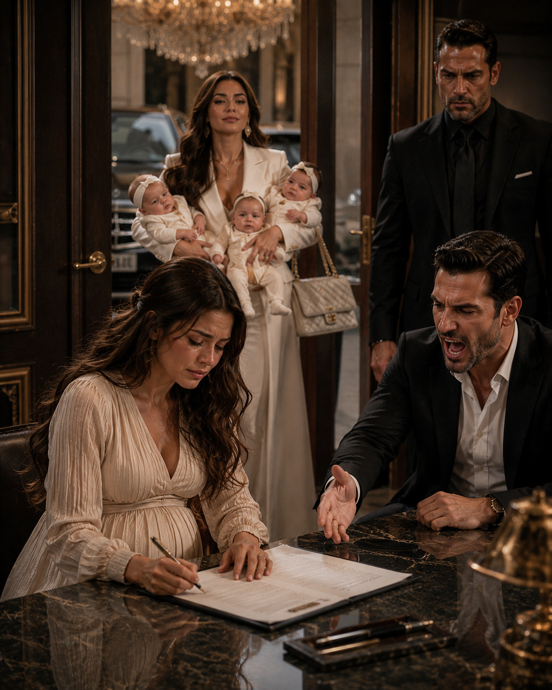 She Signed the Divorce Papers While Six Months Pregnant — Then Came Back as a Billionaire’s Wife With Triplets