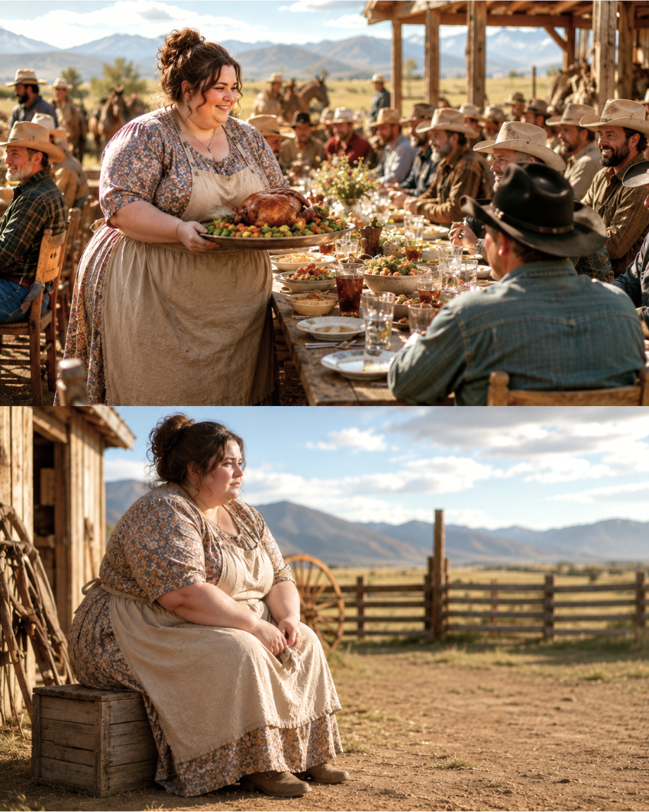 A woman cooked the harvest feast for 23 people—Then sat alone outside on a crate because no one left her a chair at the table she set