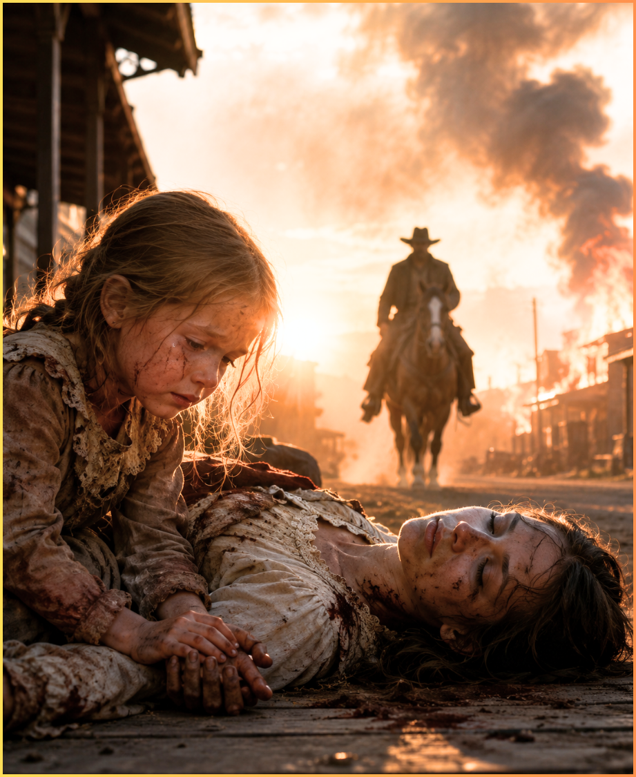 Five-year-old Nell held her dead mother’s hand all night — until a lone cowboy rode out of the smoke.