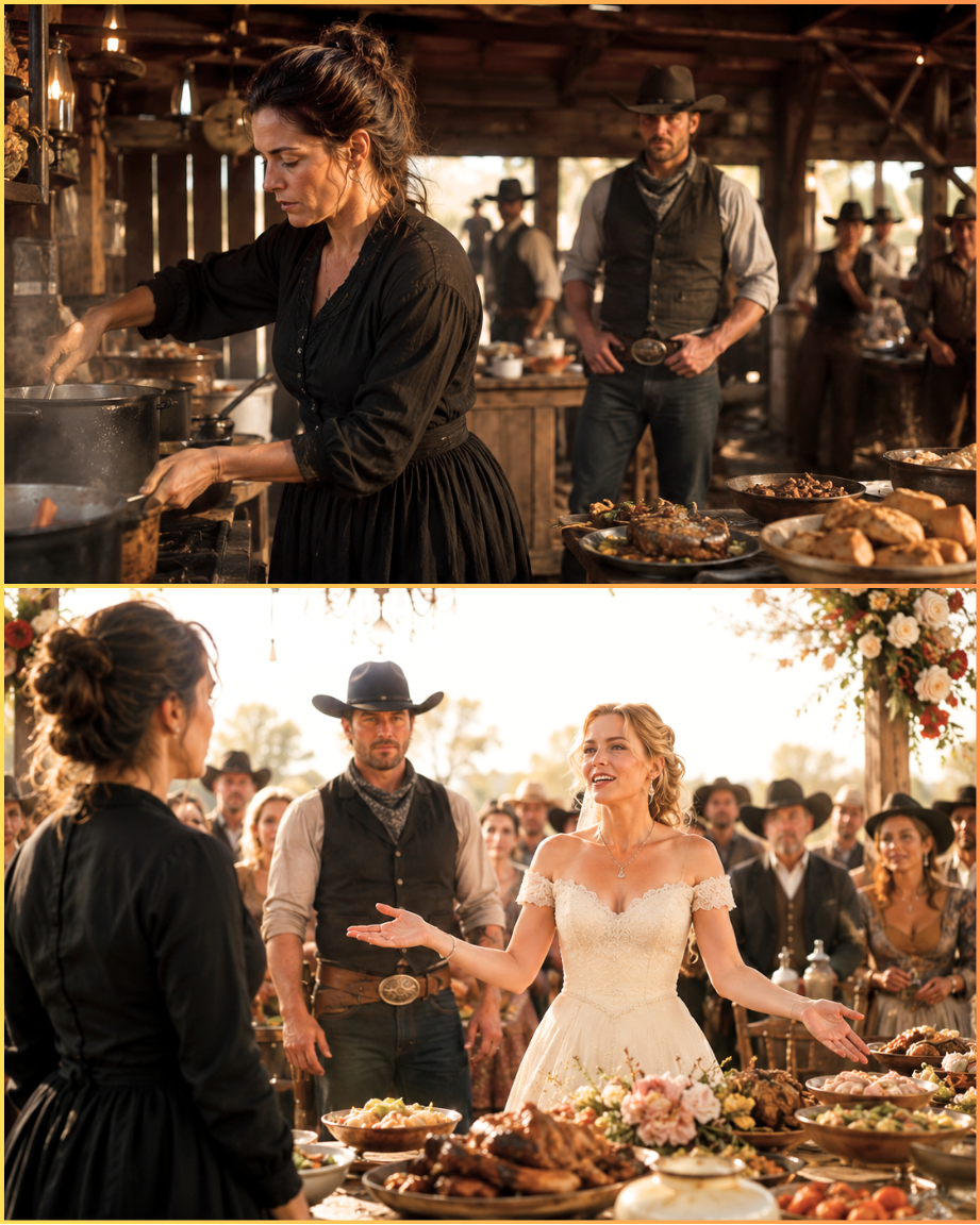 The Widow Was Hired to Cook the Rancher’s Wedding Feast in Secret — Then the Bride Stood Before 200 Guests and Claimed Every Dish as Her Own