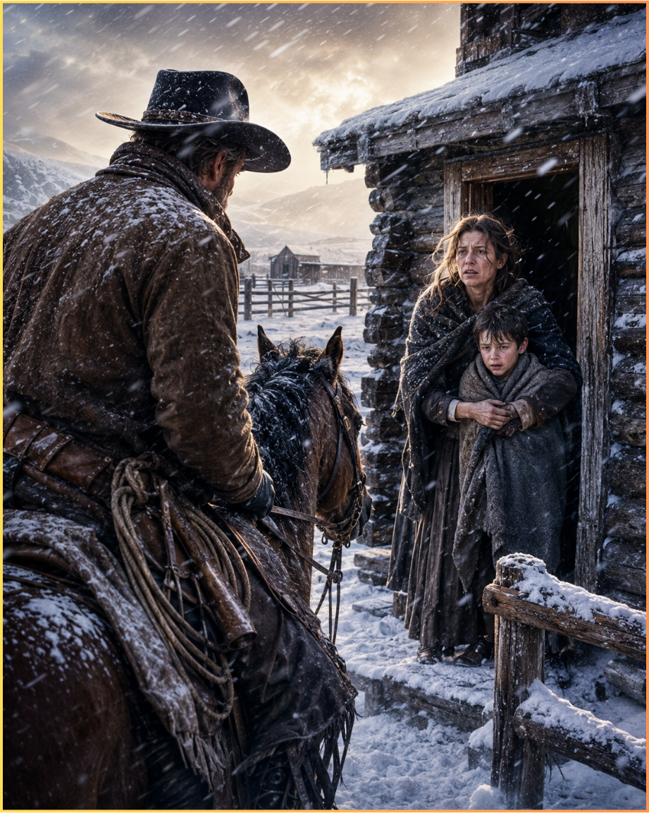 No One Noticed the Widow’s Chimney Had Gone Cold — Until a Widowed Rancher Rode Through the Blizzard and Found Her Boy Nearly Frozen