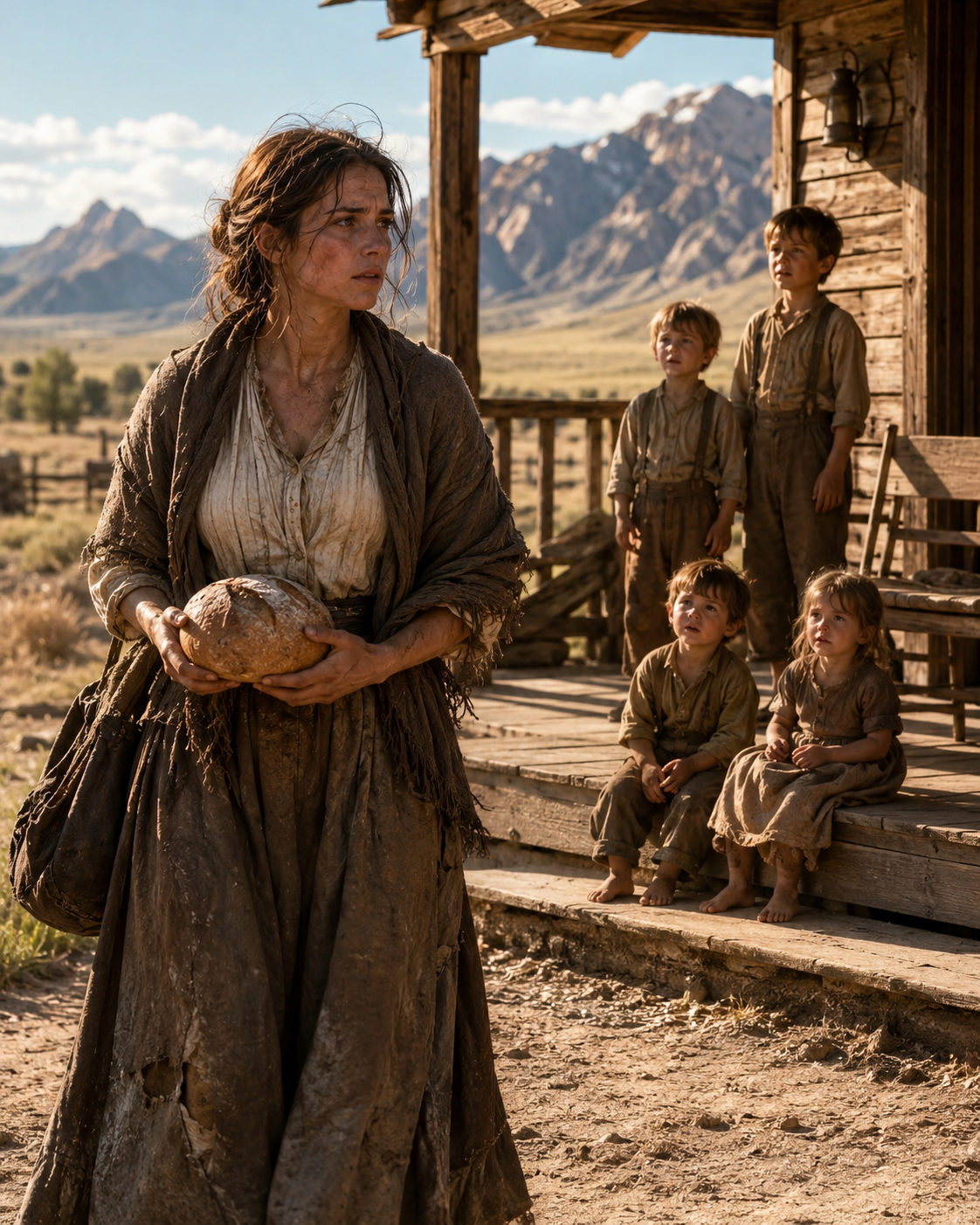 The Starving Widow Walked a Hundred Miles With One Loaf of Bread — Then Found Four Hungry Children Waiting on a Ranch Porch