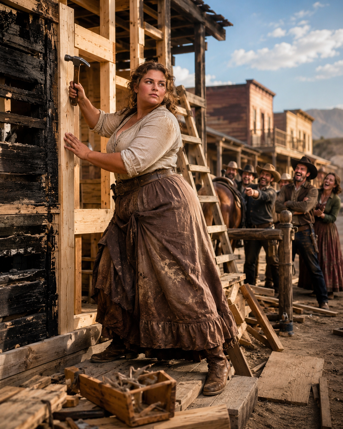The Town Laughed at the Woman Holding a Hammer — Until She Rebuilt the House They Tried to Burn