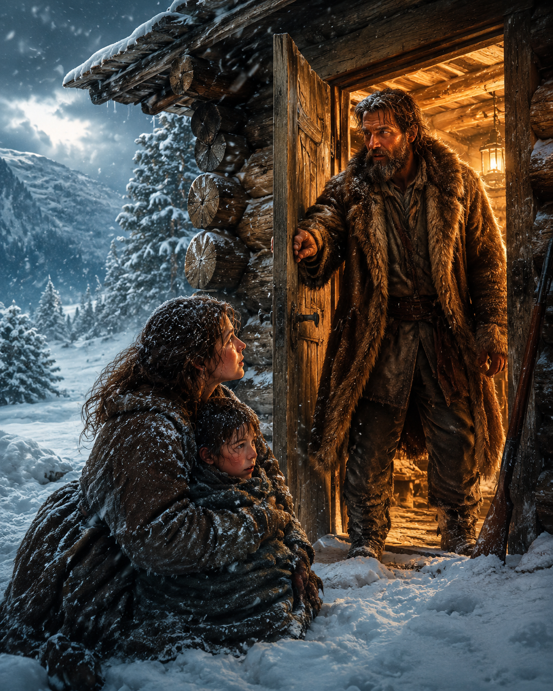 She Thought They Would Die in the Blizzard — Until the Mountain Man Opened His Cabin Door
