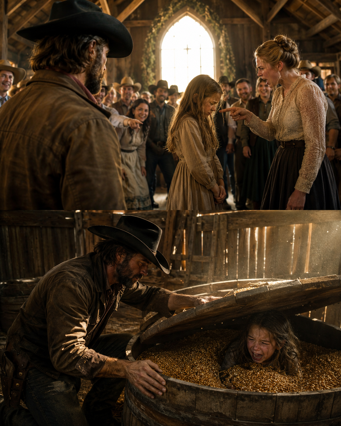 A Quiet Rancher Watched His Daughter Be Humiliated at a Church Event — Then He Found Her Trapped in a Grain Barrel